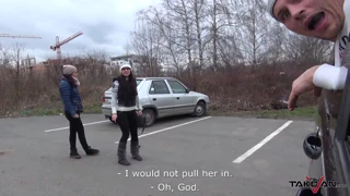 czech fake taxi threesome slams hungarian girl's tight pussy doggy and cowgirl
