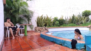 Mature Latina Lures Young Stud to Pool for Dirty Ass Fuck