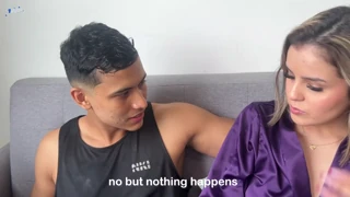 Busty mature woman fucks her friend's boyfriend into a wild threesome