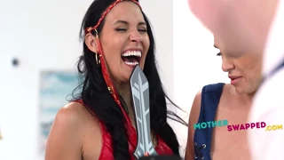 weird milfs tease swapped cocks fucking right in front of the group
