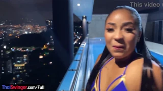 Colombian amateur big ass teen 18+ gives pov blowjob then gets fucked hard on the balcony!