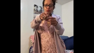 anna maria slips into her fresh pink lingerie looking irresistible