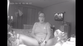 slutty young woman skips homework to finger her pussy on spy cam